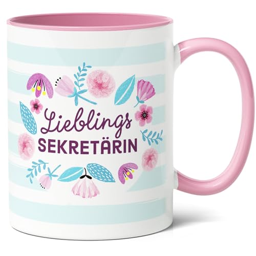 Lieblingssekretärin Geschenk Kaffee-Tasse (330ml) - Büroheldin Geburtstag oder Geschenk zu Weihnachten, Danke für Assistentin, Geschenkidee für Kollegin - Keramik (Rosa) von Facepot