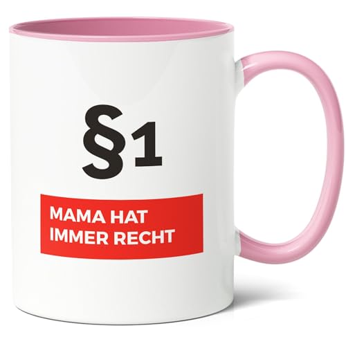 Mama hat immer Recht Geschenk - Kaffee-Tasse (330ml) Keramik - Tolle Geschenke für Mütter zum Muttertag, Geburtstag, Weihnachten (Rosa) von Facepot