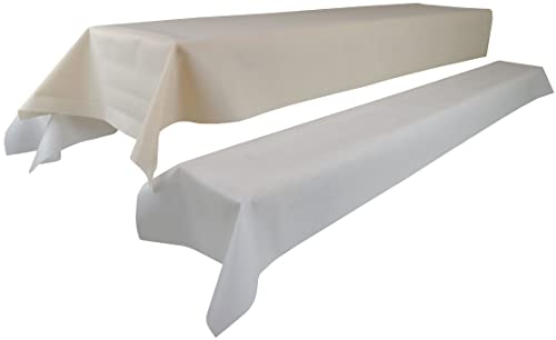 Sensalux Bierzeltgarnitur 1 Tischdecke (1,18 x 2,5m, Creme) und Zwei weiße Bankauflage (0,55 x 2,5m) aus stoffähnlichem Vlies, Standard 100 by Oeko-TEX, Party, Hochzeit von Fachhandel für Vliesstoffe