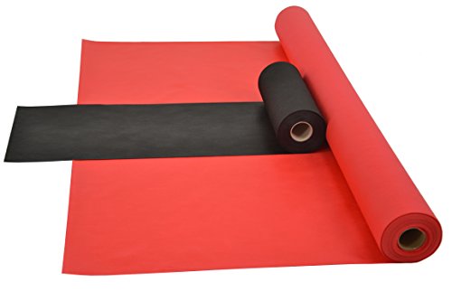 Sensalux Kombi-Set 1 Tischdeckenrolle 1,5m x 25m + Tischläufer 30cm (Farbe nach Wahl) Rolle rot Tischläufer schwarz von Fachhandel für Vliesstoffe