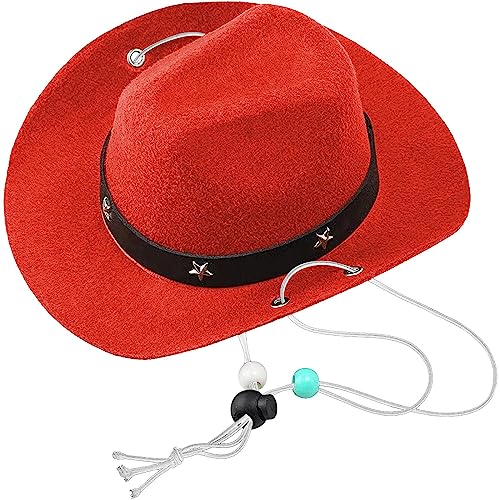 Factorys Western-Cowboyhut, Geburtstagsparty-Hut, Sonnenschirm und Sonnenschutzhut, Mini-Haustierhut Hund Hut (Red, One Size) von Factorys