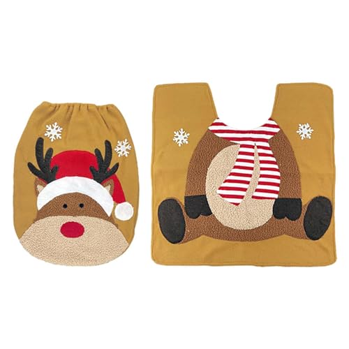 Facynde Christmas Toilet Seat Cover, Santa Toilet Seat Cover Set lustige Weihnachtsdeko für WC, Sitzbezug & Teppich von Facynde