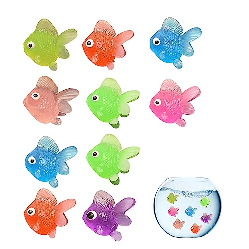 Facynde Goldfisch Spielzeug, Miniatur-Goldfischfiguren 10 Stück, Realistische interaktive weiche kleine Fischmasse für Aquarium-Skizzen-Requisiten-Dekoration von Facynde