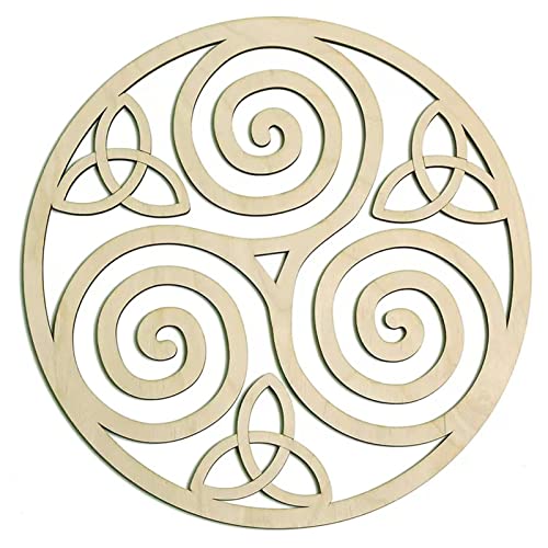 Facynde Wandskulptur Ornament Holz Keltische Wanddekoration, Vintage Irische Keltische Holzspirale Kont Wandkunstdekoration von Facynde