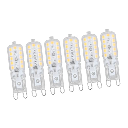 Fafeicy 6 Stück Dimmbare G9-LED-Lampe, 5 W, Transparente Abdeckung, 22 LEDs, Dimmbare G9-Glühbirne für Deckenleuchte, Wandleuchte, Tischleuchte(#6) von Fafeicy