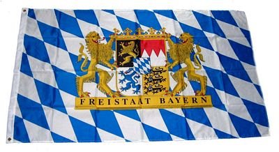 Fahne / Flagge Freistaat Bayern Löwe Schrift 60 x 90 cm von FahnenMax
