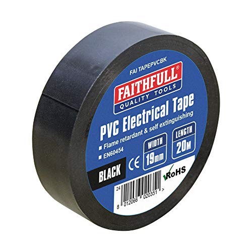 Faithfull 19 mm breites PVC-Elektroband, schwarz, 20 m – FAITAPEPVCBK von Faithfull