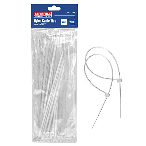 Faithfull FAICT300W CT36079SS Cable Ties White 4.8 x 300mm (Pack 100), schwarz, 1-Pack von Faithfull