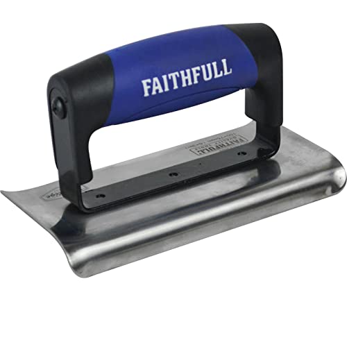 Faithfull FAIPTEDG6SS Prestige Betonkelle aus Edelstahl, 150 x 75 mm, Silber/Schwarz/Blau von Faithfull
