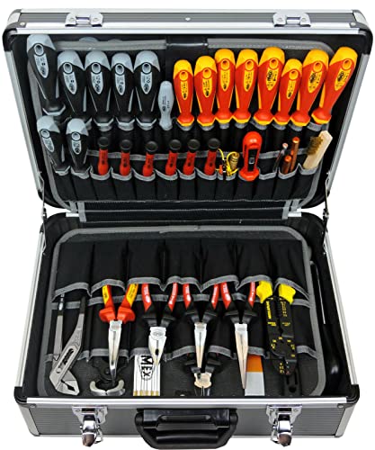 FAMEX 440-L Werkzeugkoffer mit 2 Paletten mit 56 Einstecktaschen - Facheinteilung im Kofferboden - leer, ohne Werkzeug von FAMEX