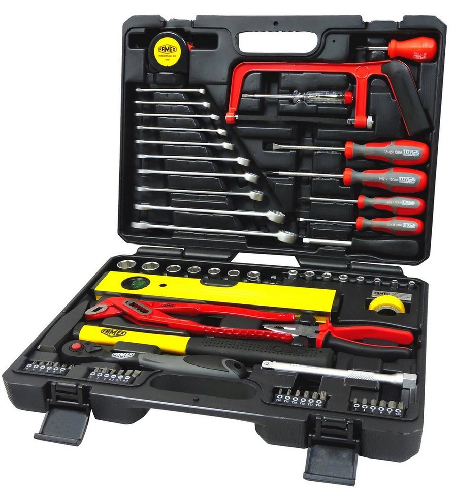 FAMEX Werkzeugset 145-50 Werkzeugkasten mit Werkzeug Set, (Werkzeugkoffer, 67-St), im Kunststoffkoffer von FAMEX
