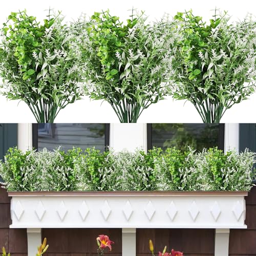 Famibay 6 Bündel Künstliche Pflanzen Outdoor Kunstpflanzen Wetterfest UV Beständige Plastik Pflanzen Künstliche Blumen Balkon für Balkonkasten Garten Fenster Innen Außen von Famibay