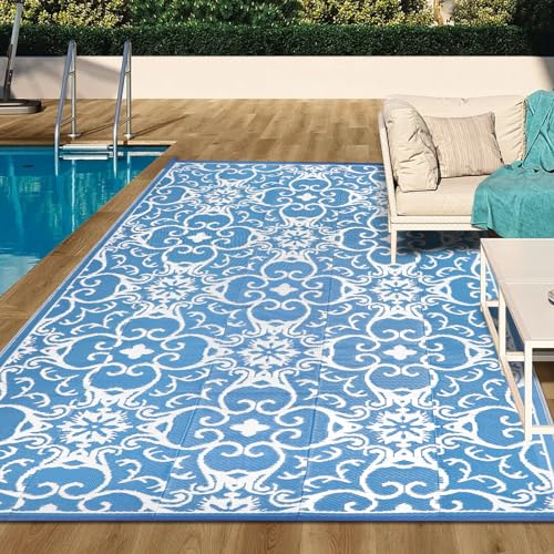 Famibay Outdoor Teppich Wetterfest Terrasse Teppich 180x270cm Kunststoff Garten Teppich Leichtgewicht Balkon Teppich Faltbar Außenteppich für Terrasse Garten Balkon von Famibay