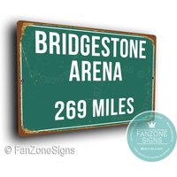 Bridgestone Arena Distance Schild, Miles Schilder, Personalisiertes Bridgestone Arena Heimat Der Nashville Predators, Hockey Geschenke, Predators von FanZoneSigns