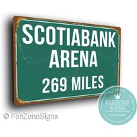 Scotiabank Arena Distance Schild, Miles Schilder, Personalisiertes Scotiabank Arena Heimat Der Toronto Maple Leafs, Hockey, Leaf von FanZoneSigns