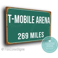 T-Mobile Arena Distance Schild, Miles Schilder, Personalisiertes T-Mobile Arena Heimat Der Vegas Golden Knights, Hockey, Knights von FanZoneSigns