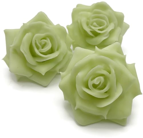 Fangblatt - Wachsrose Mint Grün - künstliche Rose aus Wachs - für Gestecke, Tischdekoration, Grabschmuck - Durchmesser ca. 10 cm (3) von Fangblatt