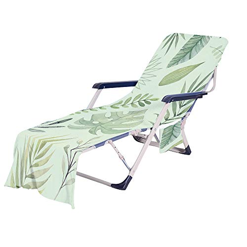 FANSU Schonbezug für Gartenliege Frottee Liegenauflage Garten Sonnenliege Handtuch mit 2 Taschen Stuhl Strandtuch für Schwimmbäder, Strände, Gartenhotels (Hellgrün,75x210cm) von FANSU
