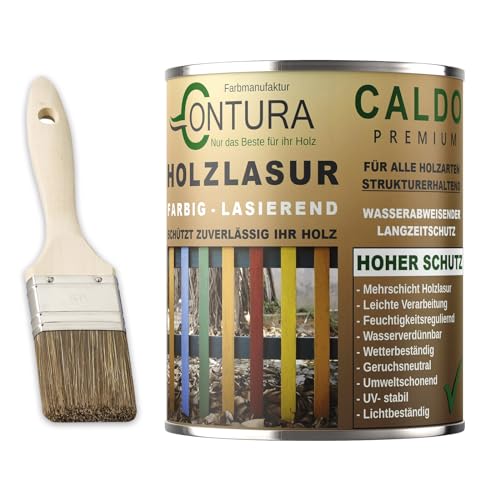 Contura Holzlasur 750ml. Langzeitschutz Lasur + Pinsel Holz Außen Dauerschutzlasur Holzfarbe (Olive/Grün - 10.46) von Farbmanufaktur Contura Nur das Beste für ihr Holz