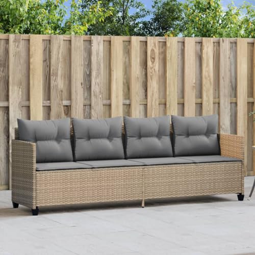 Festnight Gartensofa,Terrassensofa 3 Sitzer,Gartensofa Polyrattan,Loungebett,Outdoor,Gartenbett,Liegesofa,Relaxliege, Sonnenliege mit Dach Beige, Hellgrau von Faroom