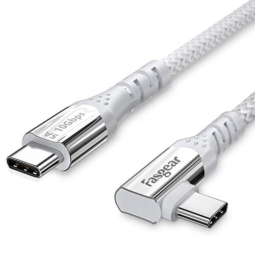 Fasgear 5A 100W Typ C rechtwinkliges Kabel, 1.8m USB 3.1 Gen2 10 Gbit/s Datenstromversorgung Schnellladegerät Kompatibel mit Link, VR-Headset, PD-Dockingstation, Macbook, 4K-Displays, Weiß von Fasgear