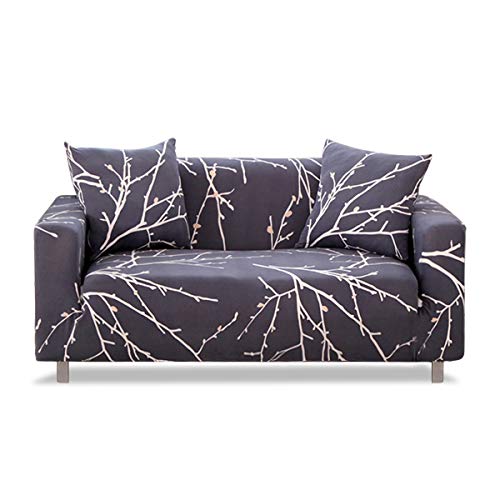 Fashion·LIFE Sofaüberwurf 2 Sitzer Elastischer Sofabezüge Blumen-Muster Schonbezug Polyester Multifunktio Couchabdeckung Wohnkultur für Ganze saiso,Grau von Fashion·LIFE