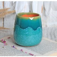 Türkisfarbenes Keramik-Trinkglas, 11 Oz von FaynaCeramics