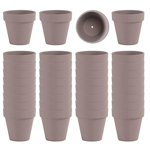 36 Stück kleine graue Mini-Tontöpfe mit Entwässerungslöchern, 6.3 cm Terra-Cotta-Topf, Ton, Keramik-Pflanzgefäß, Sukkulenten-Kinderzimmer-Topf/Kaktus-Pflanztopf, Basteln, Hochzeitsgeschenk von Fcacti