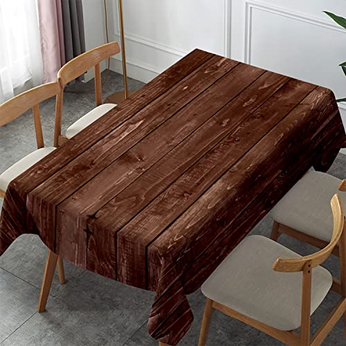 Fchen art Braune Vintage Partytischdecken Retro Holzmaserung Polyester Tischdecke Rustikale Boden Tischdecke Esszimmer Küche Dekor 153cm x 228cm von Fchen art