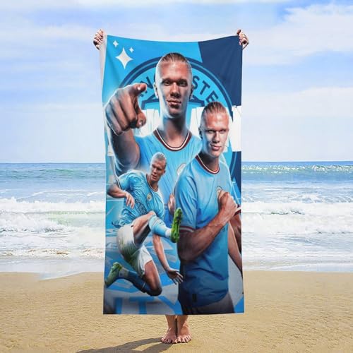 Fdcyzwxgs Haaland Strandtuch, 3D Fußballspieler Handtücher Reisen Schwimmen Pool Yoga Fitnessstudio Camping Für Erwachsene Kinder Teenager Strand-Essentials Zubehör 160x80cm von Fdcyzwxgs