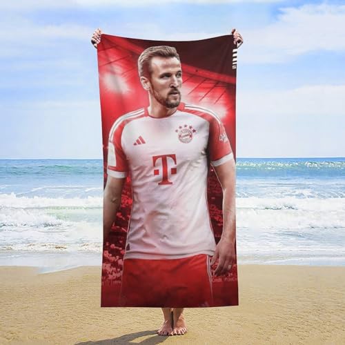 Fdcyzwxgs Kane Strandtuch Für Kinder Erwachsene, 3D Fußballspieler Poolhandtuch Männer Frauen Handtücher Badelaken Reise Weiche Sandschutz-Strandbadetücher Aus Mikrofaser 160x80cm von Fdcyzwxgs