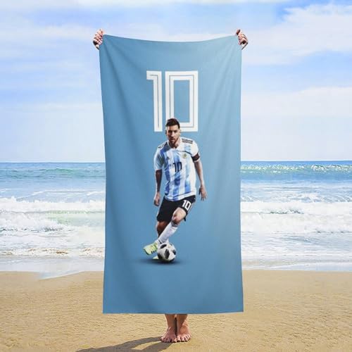 Fdcyzwxgs Messi Strandtuch, 3D Fußballspieler Handtücher Reisen Schwimmen Pool Yoga Fitnessstudio Camping Für Erwachsene Kinder Teenager Strand-Essentials Zubehör 140x70cm von Fdcyzwxgs