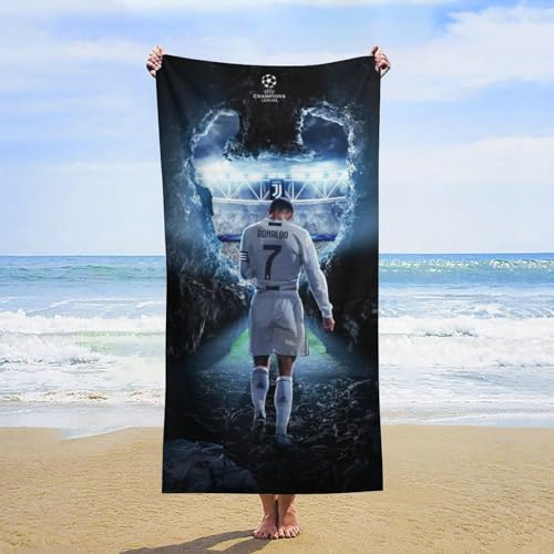 Fdcyzwxgs Ronaldo Strandtuch, 3D Fußballer Handtücher Reisen Schwimmen Pool Yoga Fitnessstudio Camping Für Erwachsene Kinder Teenager Strand-Essentials Zubehör 140x70cm von Fdcyzwxgs