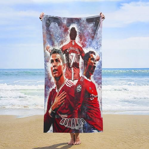 Fdcyzwxgs Ronaldo Strandtuch, 3D Fußballspieler Handtücher Reisen Schwimmen Pool Yoga Fitnessstudio Camping Für Erwachsene Kinder Teenager Strand-Essentials Zubehör 160x80cm von Fdcyzwxgs