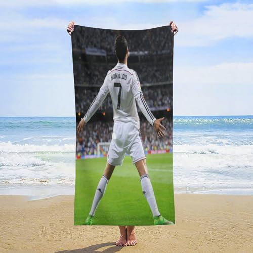 Fdcyzwxgs Ronaldo Strandtuch, 3D Fußballspieler Handtücher Reisen Schwimmen Pool Yoga Fitnessstudio Camping Für Erwachsene Kinder Teenager Strand-Essentials Zubehör 160x80cm von Fdcyzwxgs