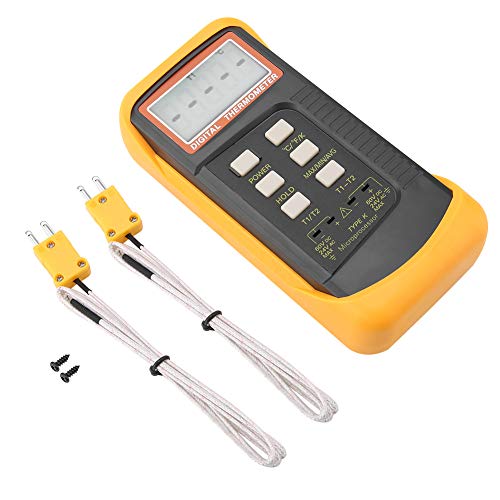 6802II Digitales Thermometer-Messgerät mit K-Rohrschelle, 2 Kanäle mit 2 Thermoelementen, 5 Bits -50~1300 ° C 0,1-Genauigkeit-Handtemperaturmessgerät von Fdit