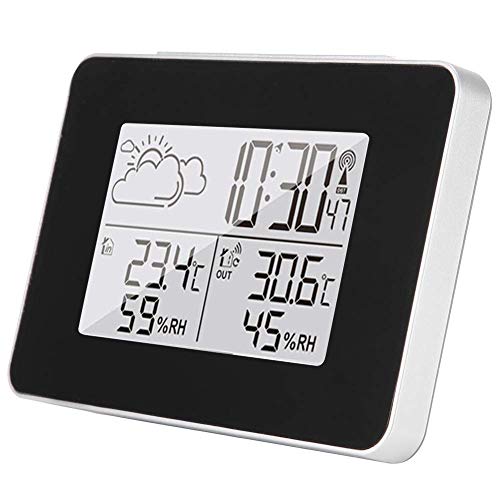 Fdit Digitaler Wecker mit Schlummerfunktion Digitale Wetterstation Funk-Innenthermometer Hygrometer Großes LCD-Display mit Hintergrundbeleuchtung MEHRWEG VERPAKUNG von Fdit