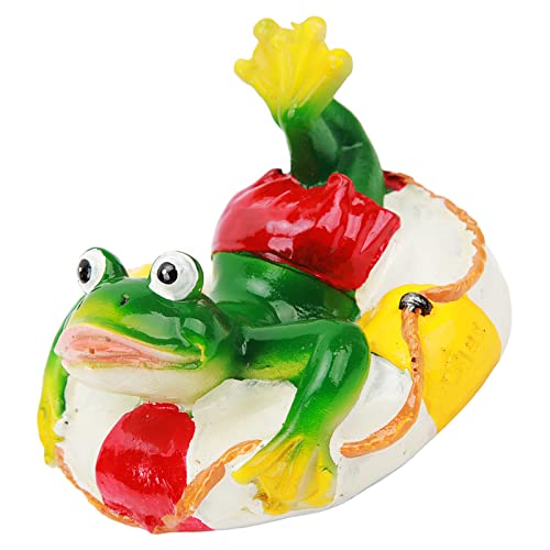 Fdit Frosch-Teich-Ornament, Harz Vermeidet Verblassen, Leicht Schwebendes Wasser, Schwimmende Frosch-Gartenstatue Geeignet für Hausgarten Hof (Schwimmender Ringfrosch) von Fdit