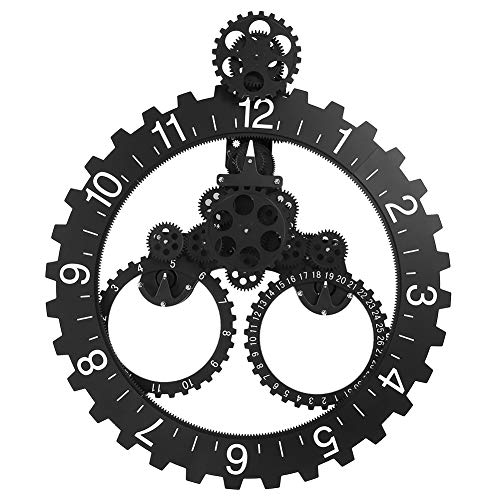 Fdit Uhr mechanische 3D Moderne Steampunk Kalender Rad Wanduhr (schwarz) Wanduhr, europäische Retro-Ausrüstung von Fdit