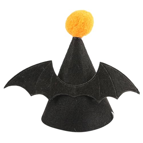 Fecfucy Fledermaus-Hut für Hunde, Halloween-Partyhut für Katzen, niedlicher Katzenhut für Party, verstellbar, weich, Kopfbedeckung für kleine Haustiere, kreativer Fledermaus-Hut für Welpen, Kätzchen von Fecfucy