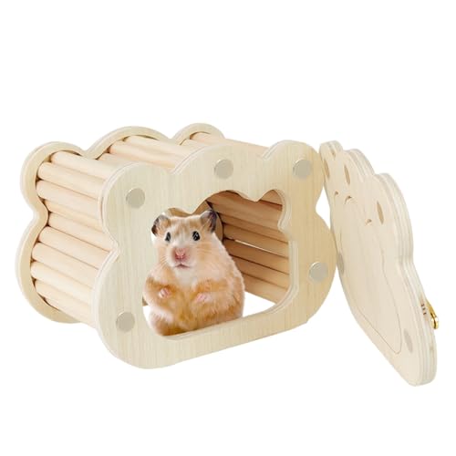 Fecfucy Hamsterversteck aus Holz,Hamsterversteck - Niedliche Wolkenformen, gemütliches Hamsterversteck - Kleintier-Hütte, kleine Haustiere, Waldhaus, Lebensraum, Dekoration für Zwergrennmäuse, Mäuse, von Fecfucy