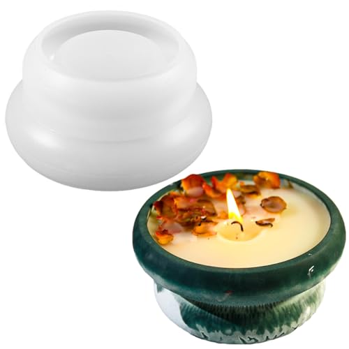 Fecfucy Kerzenglas-Form – Teelichthalter aus Silikon für DIY-Tischdekoration, runde Schale, Kerzenständer, Teelichter, Form für selbstgemachte ästhetische Schreibtischdekoration, Kerzengefäß, von Fecfucy