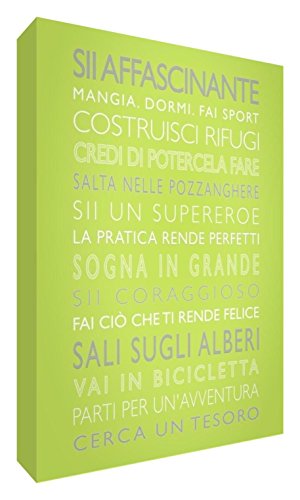 Feel Good Art BOYSRULES2436-02IT Jungen Spalten, Bild auf Leinwand in modernem typografischen Stil, Zitronengrün, 91 x 60 x 4 cm von Feel Good Art