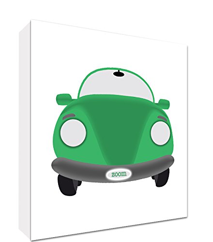 Feel Good Art SPORTSCAR1010-21R-IT Bild auf Leinwand im Illustrationsstil Auto Ente, grün/weiß, 25 x 25 x 4 cm von Feel Good Art