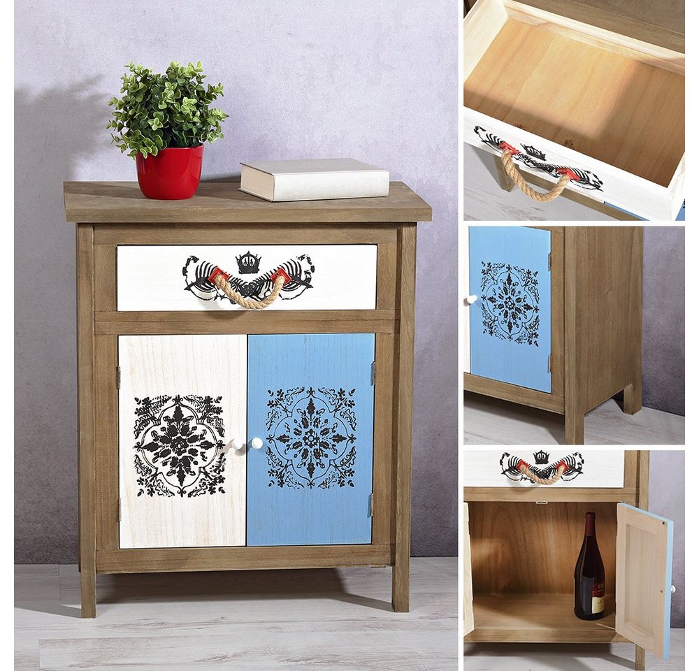 Feel2Home Kommode Used Look Sideboard braun weiß Wandschrank Highboard Anrichte Regal, Paulownienholz von Feel2Home