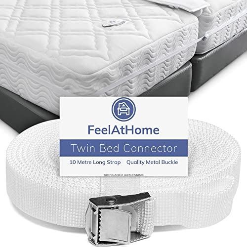 Gurt für Doppelbetten – Twin zu King Bed Gurt – Twin Bed Connector zur Umwandlung von Twin zu King oder Twin XL zu King – 10 m langer Bettverbindungsgurt mit Metallschnalle – Twin Bed Joiner von FeelAtHome