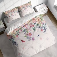 Aquarell Rosa Lila Blumen Schmetterling Malerei Bettbezug Set, Bunte Baumwolle Quilt Cover, Einzelne Doppel Königin König Größe Us/Au von FeelsGreatHomeDecor