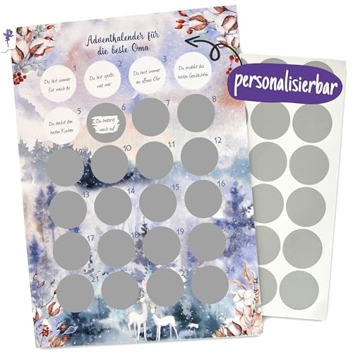 FEENSTAUB Rubbel Adventskalender A3, personalisierter Adventskalender Erwachsene, DIY Weihnachtskalender zum Rubbeln, Adventskalender selber machen, kreativer Adventskalender Kinder Winter von Feenstaub