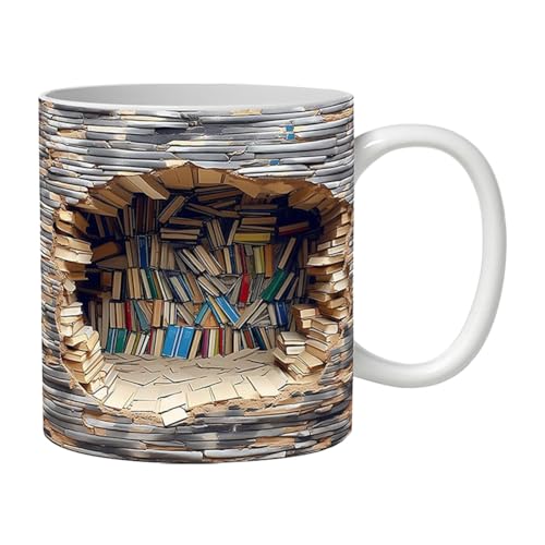Fehploh 3D Bücherregal Tasse Kreatives Raumdesign Keramik Bücherregal Kaffeetasse Bücherregal Kaffeetasse Bibliothek Regal Tasse Geschenke für Buchliebhaber (C) von Fehploh