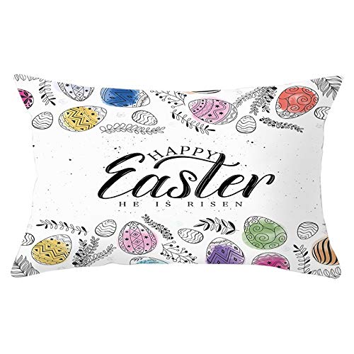 FeiliandaJJ Kissenbezug Ostern 30x50cm Kissenbezüge Leinen Zierkissenbezüge Ostern Muster Kopfkissenbezug Pillowcase mit Reißverschluss Kissenhülle Für Wohnzimmer Sofa Ostern Deko (A, 30x50cm) von FeiliandaJJ